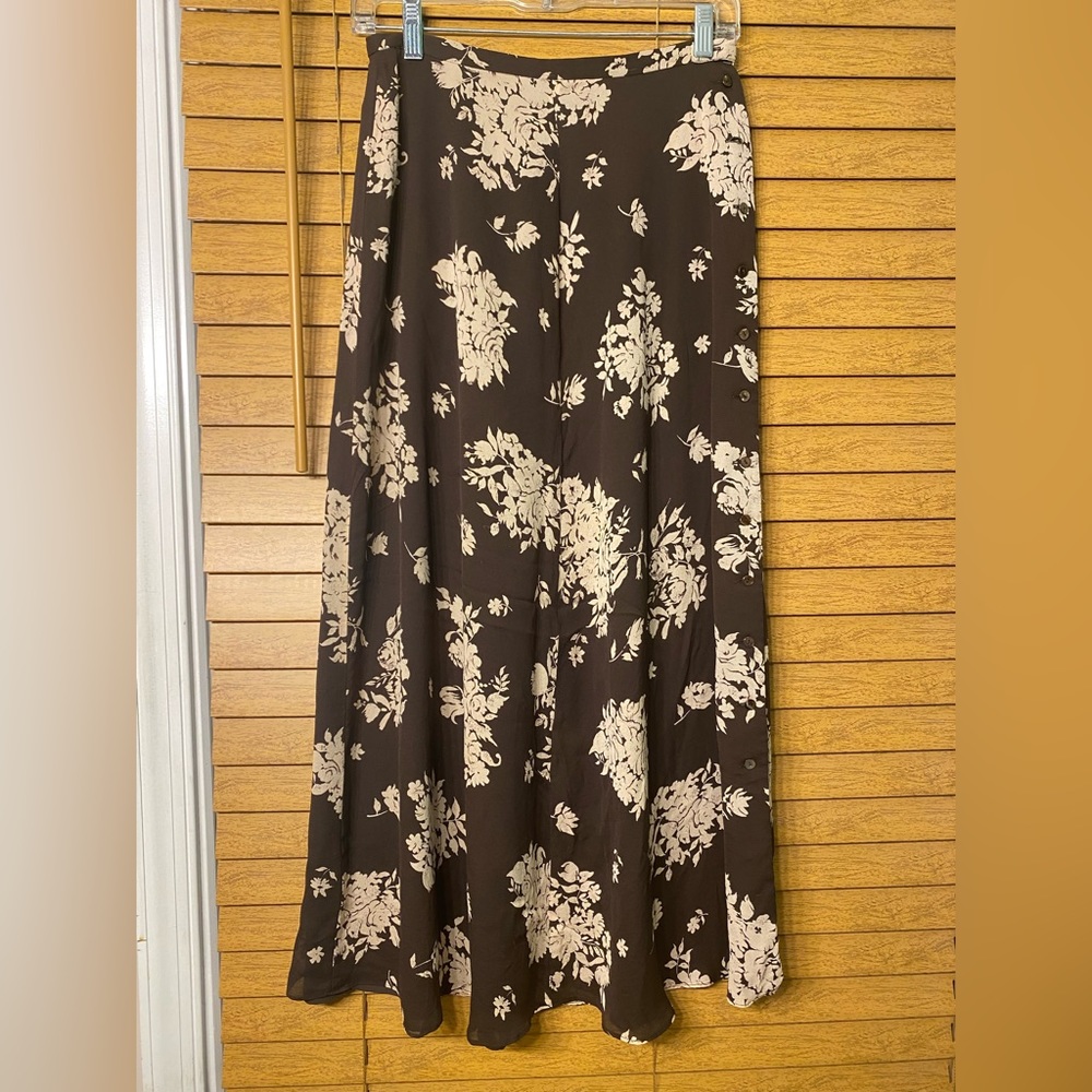 DANA BUCHMAN Womens 4 100% Silk Swing Maxi lined Skirt